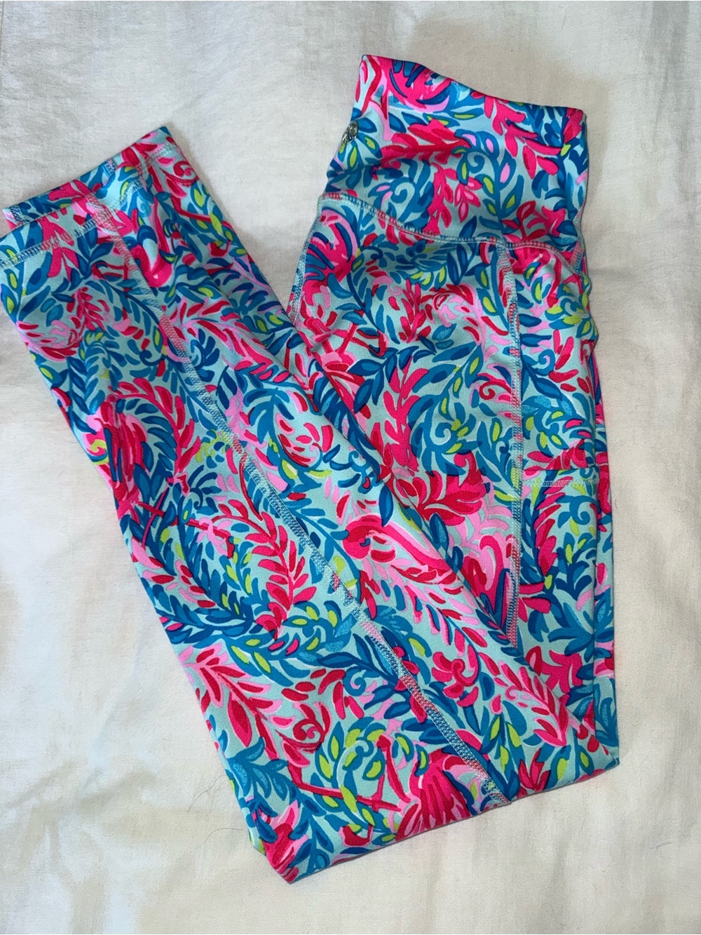 Lilly Pulitzer Bright Floral-Print Leggings in Blue, Pink & Green